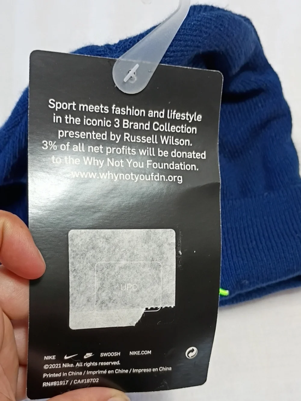 NWT Nike Kids Navy Beanie with Neon 